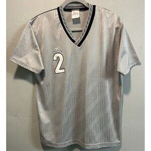 Vintage 90s Score Soccer Jersey Gray Silver Geometric V-Neck #2 Adult Small